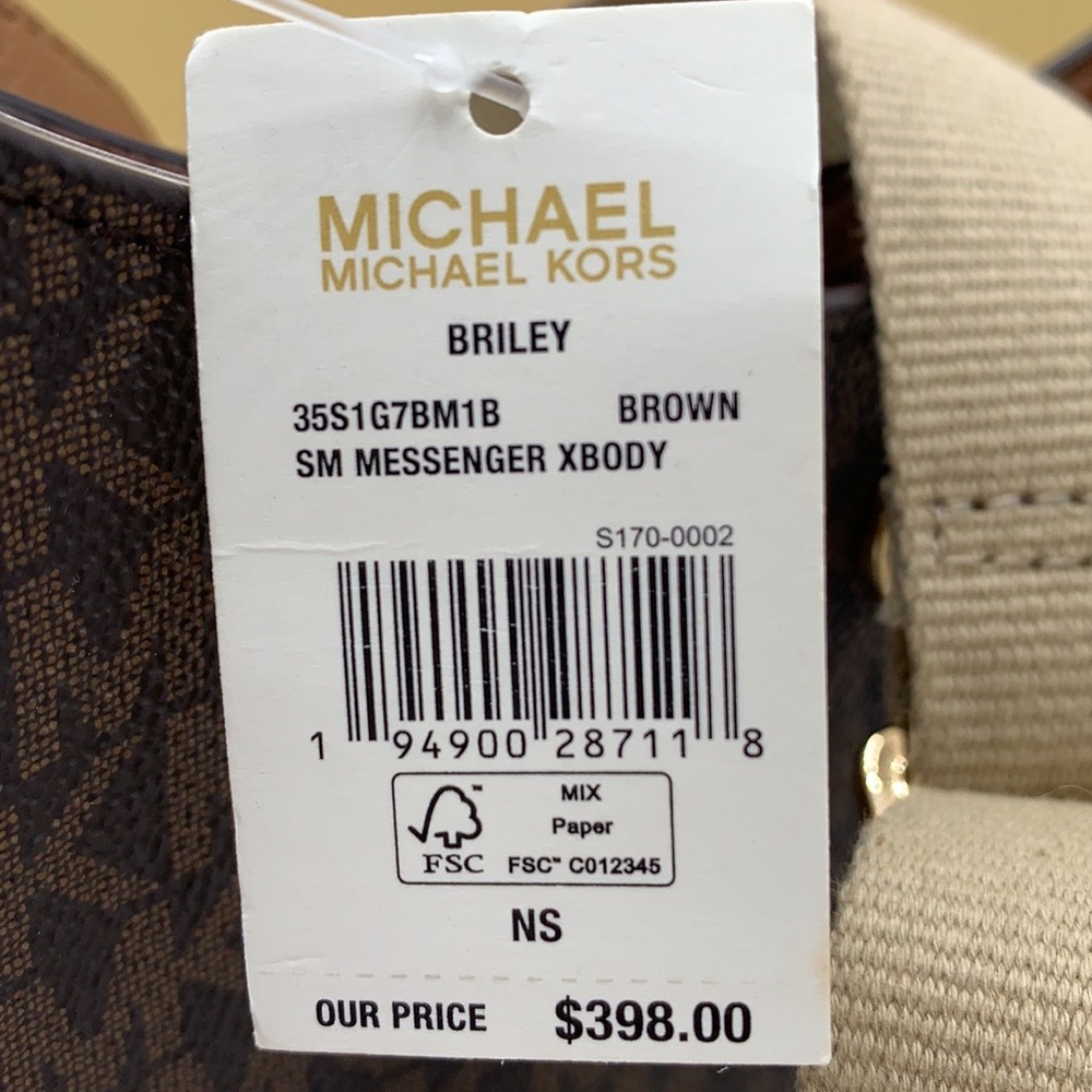 MICHAEL KORS Briley Small Logo Messenger Bag BROWN SIGNATURE COLOR - Picture 15 of 16